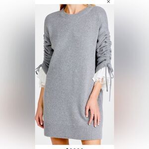 Cinq à Sept Gray Ruched Tie Front Mini Dress